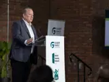 man at podium
