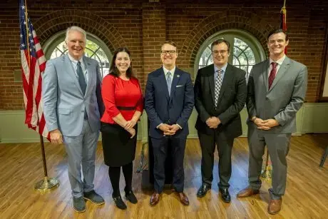 From left to right: County Executive Chris Ronayne, North Olmstead Mayor Nicole Dailey Jones, Cuyahoga County Treasurer Brad Cromes, North Olmsted Councilman Chris Glassburn and CHN Housing Partners President and CEO, Kevin Nowak.