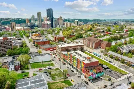 colorful buildings aerial picture