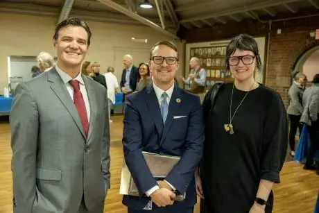 From left to right: CHN President and CEO, Kevin Nowak, Cuyahoga County Treasurer, Brad Cromes and CHN Director of Financial Mobility, Nina Holzer.